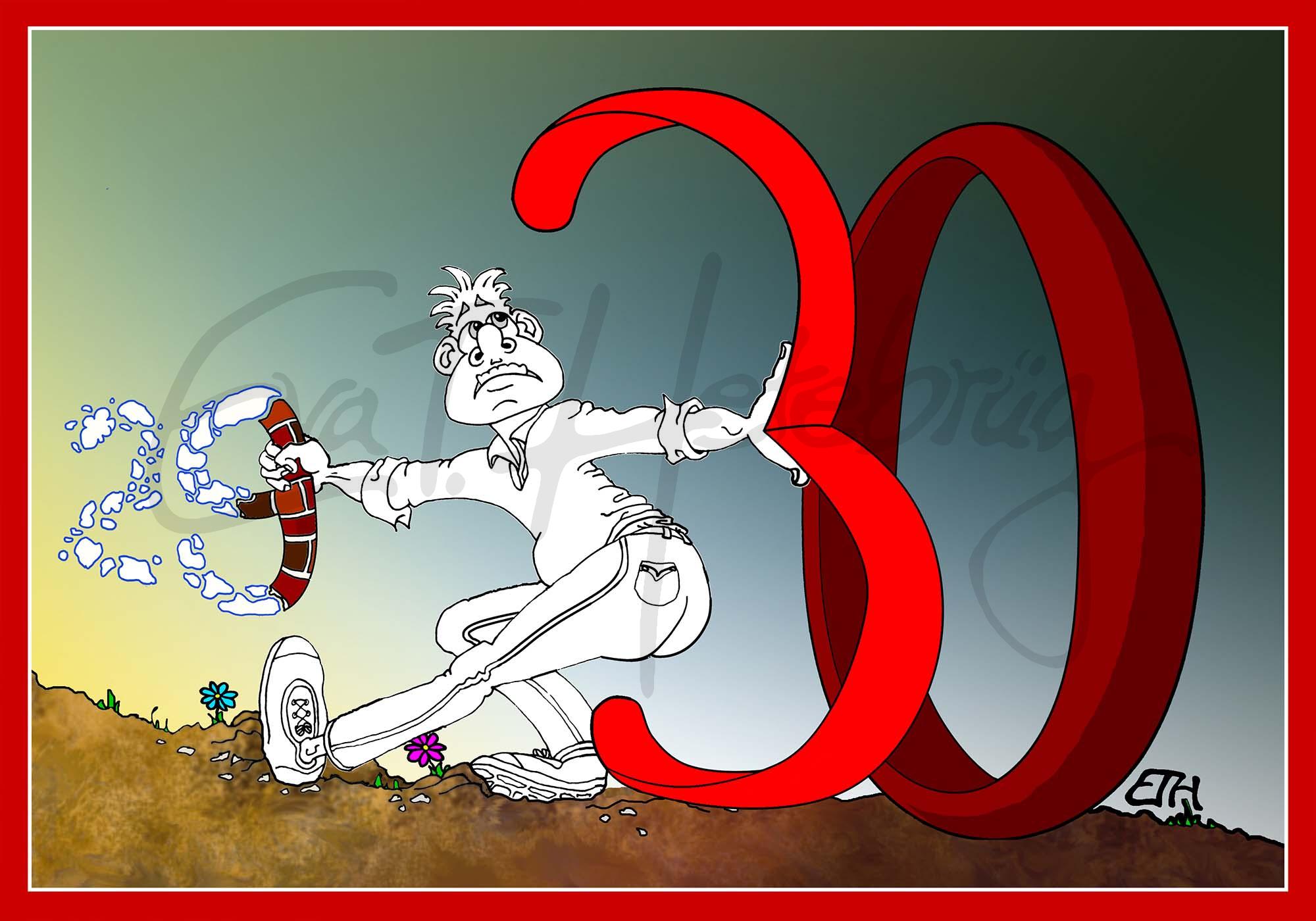 VORLAGEN-GRUßKARTE - Runder Geburtstag (30-ter)